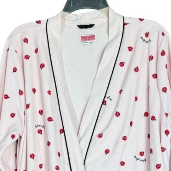 Kate Spade “Ladies First” Pink Ladybug Terry Velour Robe Women’s Size M - Picture 10 of 16